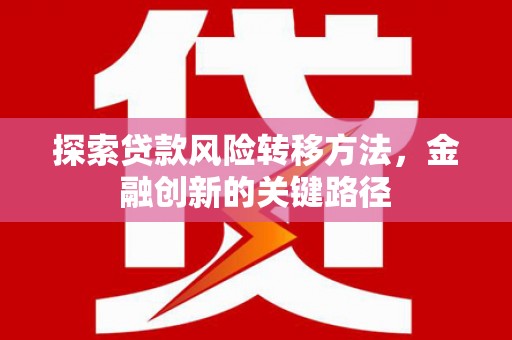 磁县探索贷款风险转移方法，金融创新的关键路径