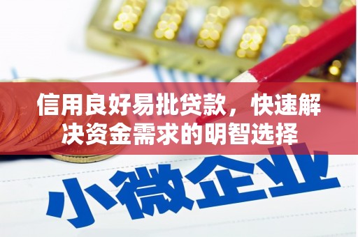 磁县信用良好易批贷款，快速解决资金需求的明智选择