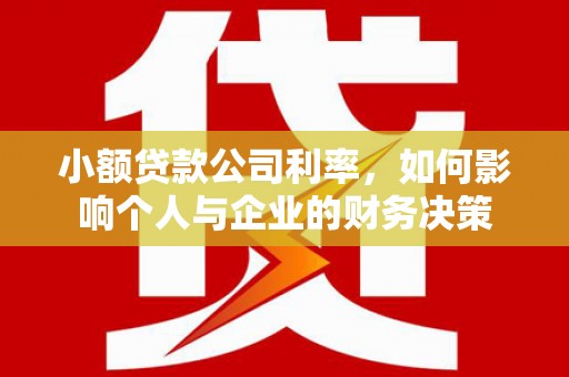 磁县小额贷款公司利率，如何影响个人与企业的财务决策