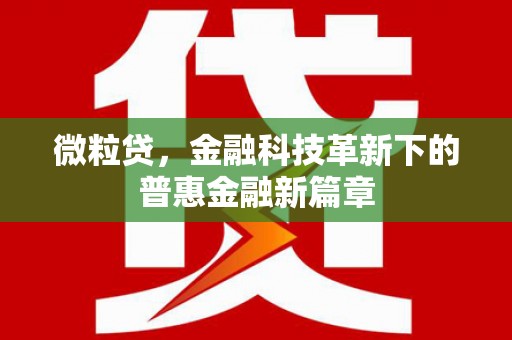 磁县微粒贷，金融科技革新下的普惠金融新篇章