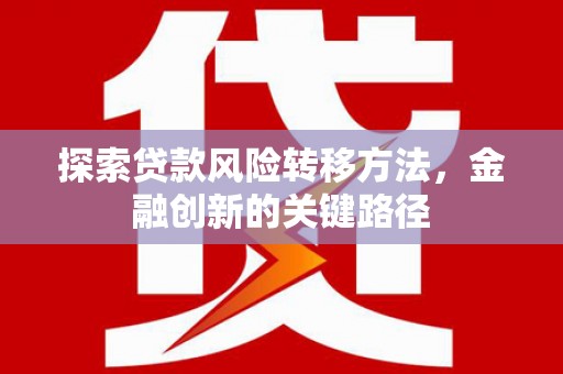 磁县探索贷款风险转移方法，金融创新的关键路径