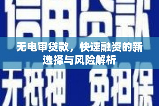 磁县无电审贷款，快速融资的新选择与风险解析