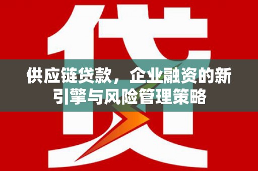 磁县供应链贷款，企业融资的新引擎与风险管理策略